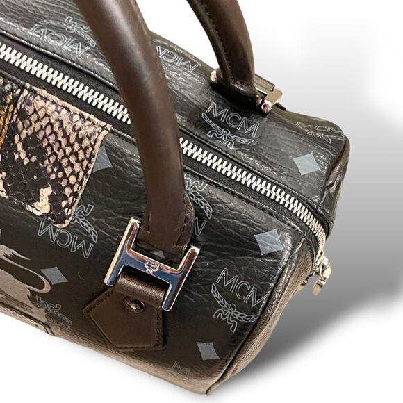 MCM Visetos Python Lion Princess Boston Top Handle Bag - Picture 4 of 13